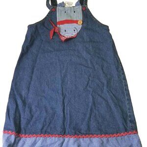 Sweet Potatoes Girls size 6X Blue Denim Jumper  Horse Appliquéd Overall Dress